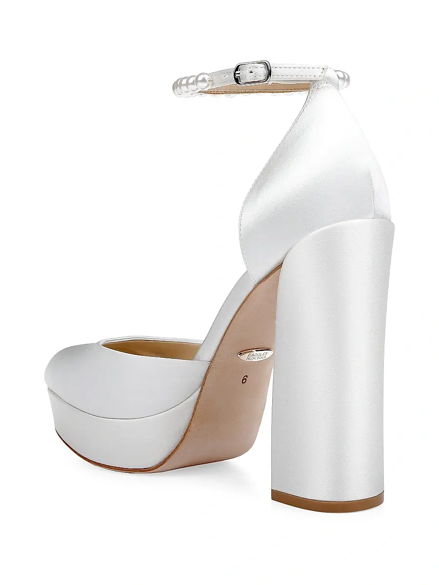 BADGLEY MISCHKA Women's Felixa 125MM Imitation Pearl-Embellished Satin Platform Pumps | Thumbnail 3 BADGLEY MISCHKA Women's Felixa 125MM Imitation Pearl-Embellished Satin Platform Pumps | Thumbnail 3