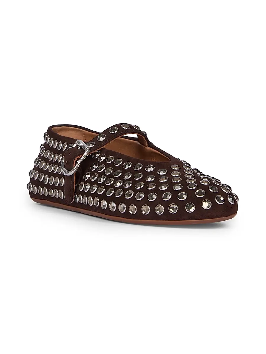 Alaïa Women's Leather & Strass Ballet Flats | Thumbnail 2 Alaïa Women's Leather & Strass Ballet Flats | Thumbnail 2