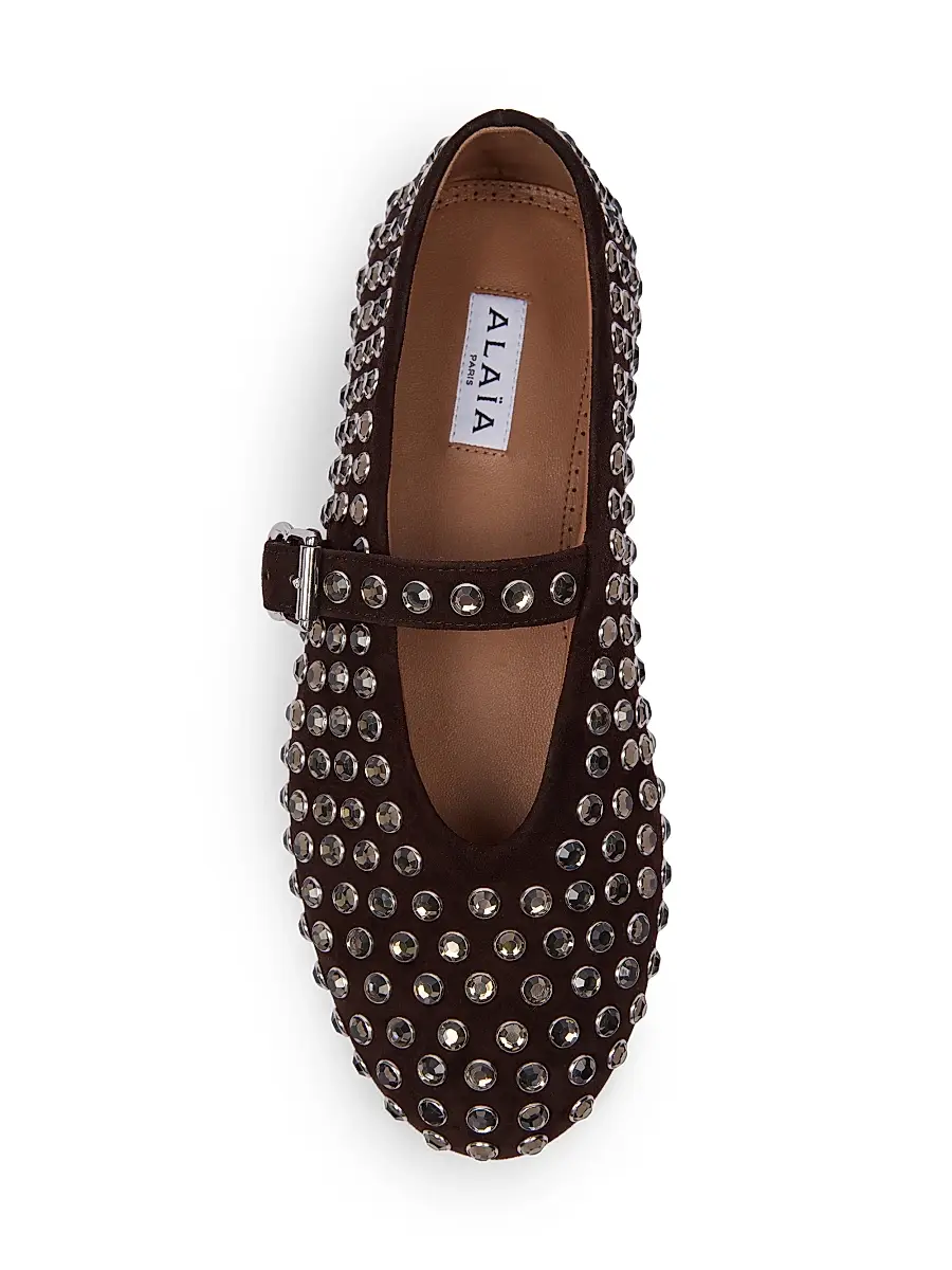 Alaïa Women's Leather & Strass Ballet Flats | Thumbnail 4 Alaïa Women's Leather & Strass Ballet Flats | Thumbnail 4
