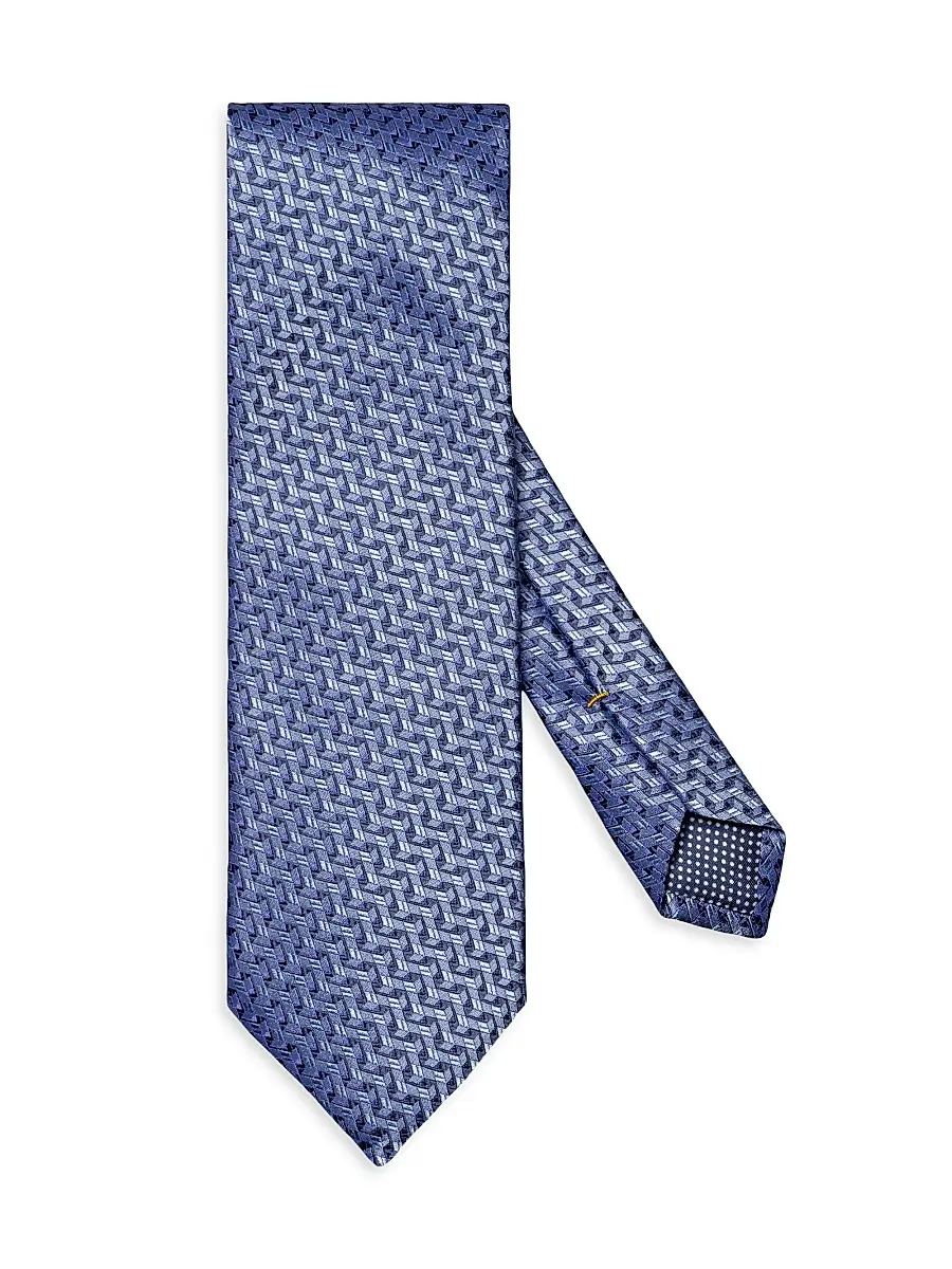 Eton Men's Geometric Silk Tie - Blue | Image 1 Eton Men's Geometric Silk Tie - Blue | Image 1
