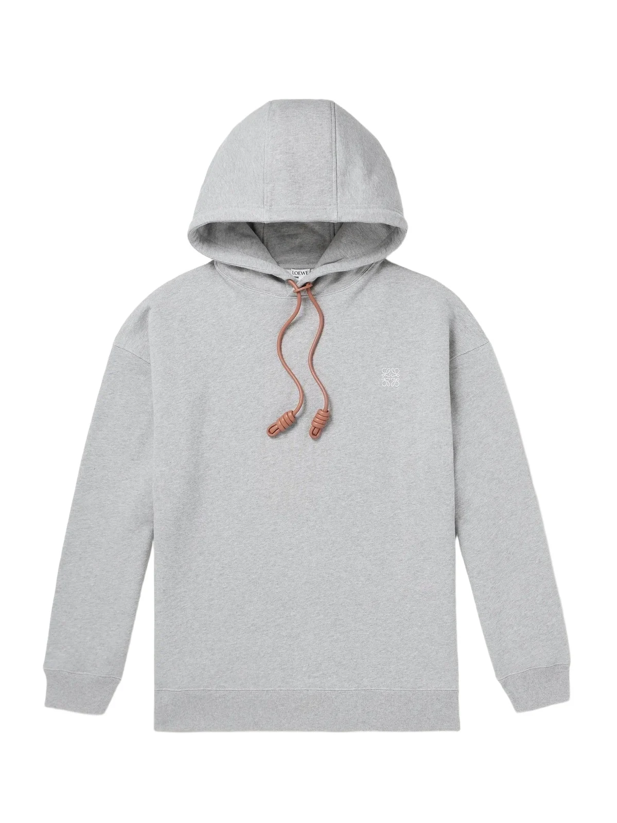 Loewe Logo-Embroidered Leather-Trimmed Cotton-Jersey Hoodie - Men