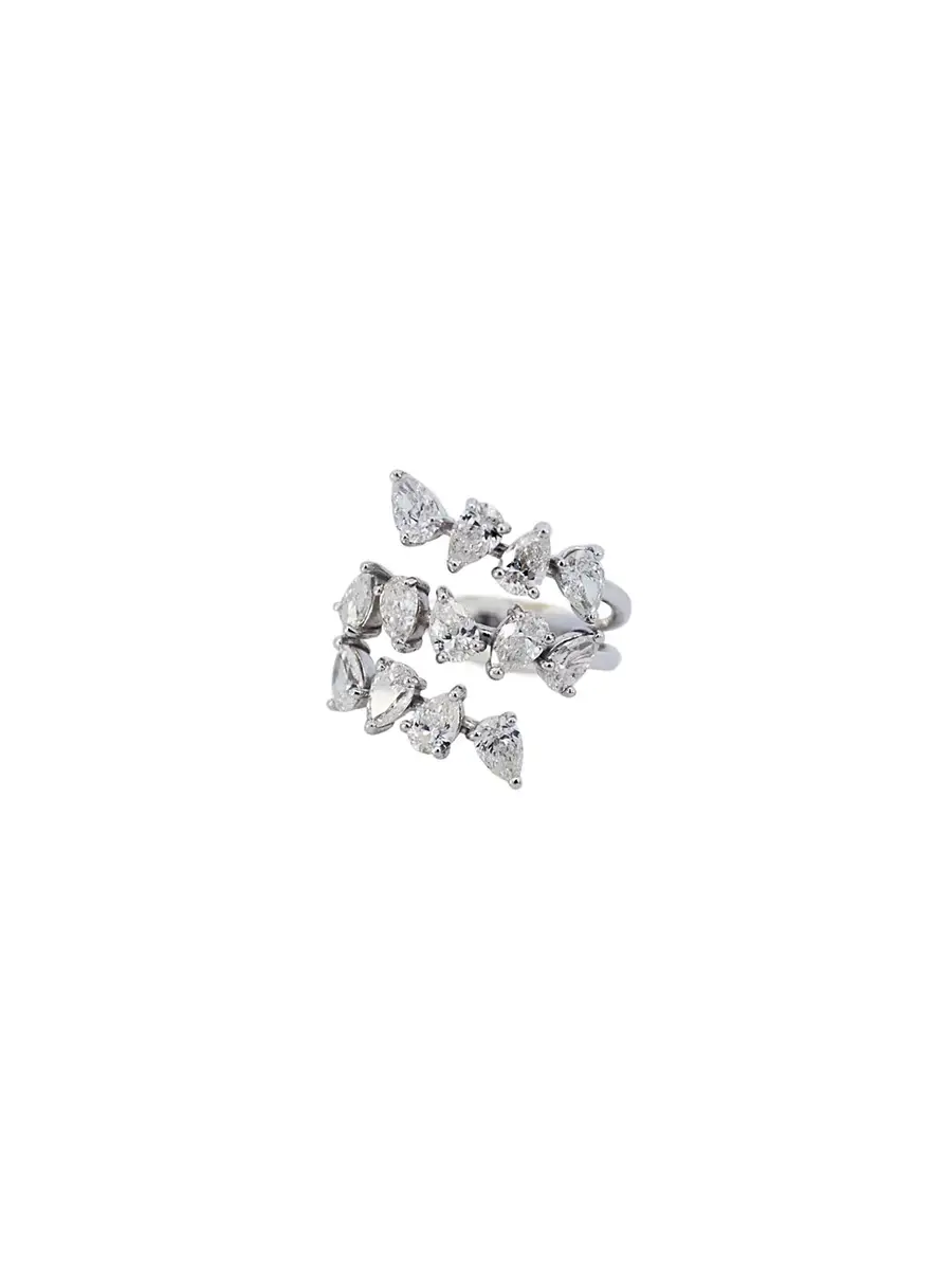 Wish Fine Jewelry 2.44ct Diamond 18K Gold Three Row Pear Cut Ring | Thumbnail 2 Wish Fine Jewelry 2.44ct Diamond 18K Gold Three Row Pear Cut Ring | Thumbnail 2