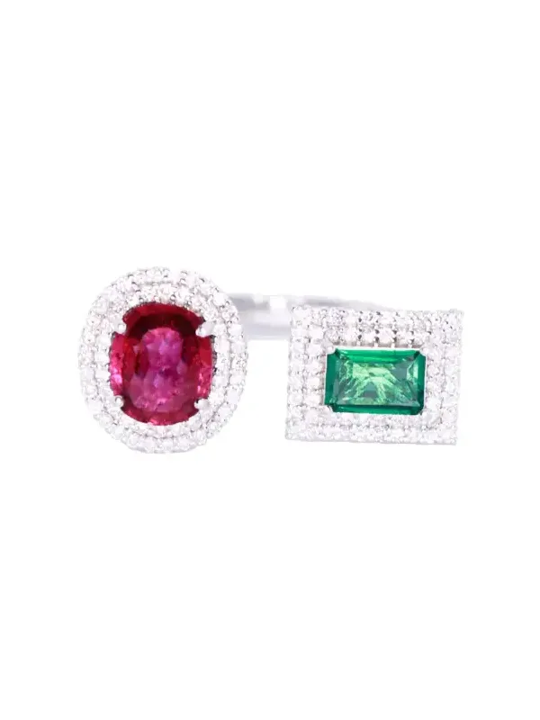 2.56ct Diamond Emerald Tourmaline 18K Gold Ring 2.56ct Diamond Emerald Tourmaline 18K Gold Ring