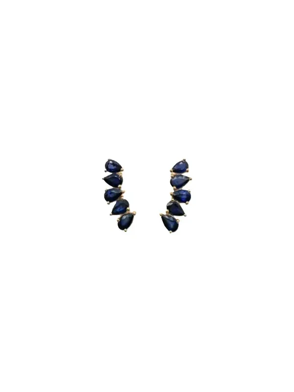 2.61ct Sapphire 18K Gold Climber Earrings 2.61ct Sapphire 18K Gold Climber Earrings