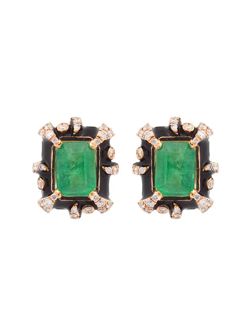 2.64ct Emerald Diamond 14K Gold Halo Earrings 2.64ct Emerald Diamond 14K Gold Halo Earrings