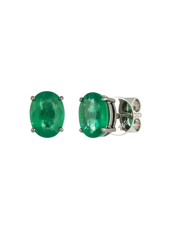 2.72ct Emerald 18K Gold Oval Stud Earrings 2.72ct Emerald 18K Gold Oval Stud Earrings