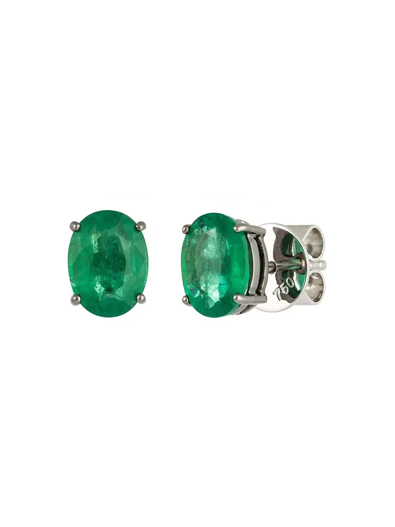 2.72ct Emerald 18K Gold Oval Stud Earrings 2.72ct Emerald 18K Gold Oval Stud Earrings