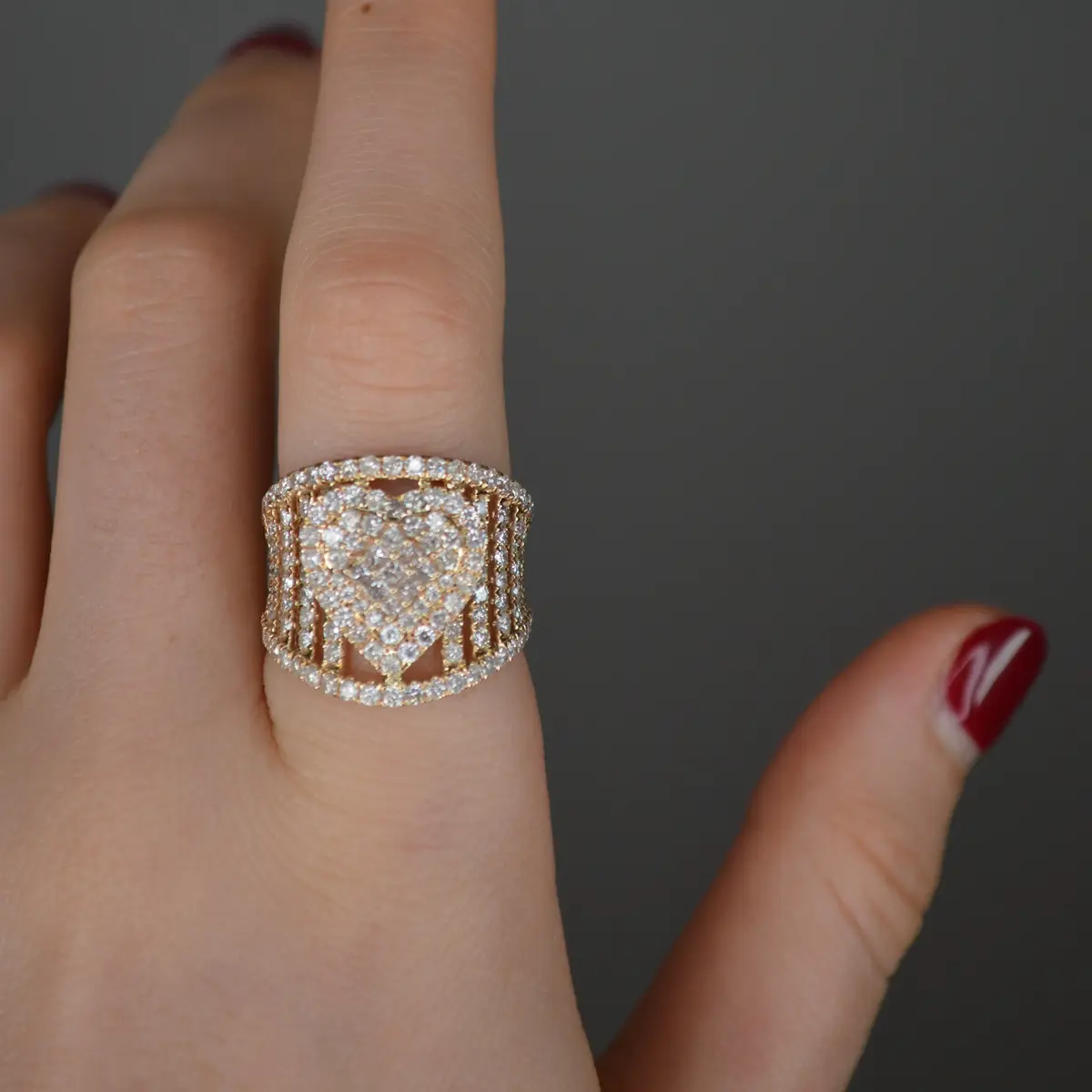 Wish Fine Jewelry 2.75ct Diamond 14K Gold Heart Cluster Ring | Thumbnail 3