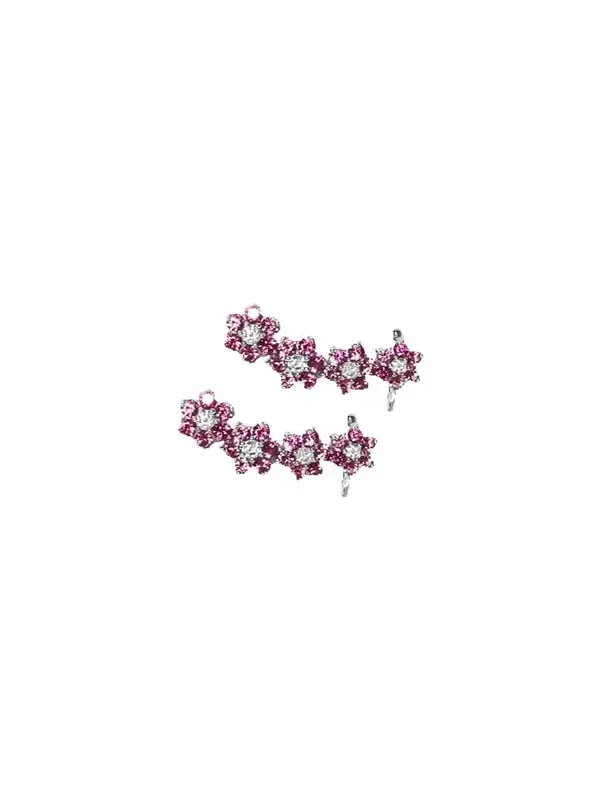 2.77ct Diamond Pink Sapphire 18K Gold Climber Earrings 2.77ct Diamond Pink Sapphire 18K Gold Climber Earrings