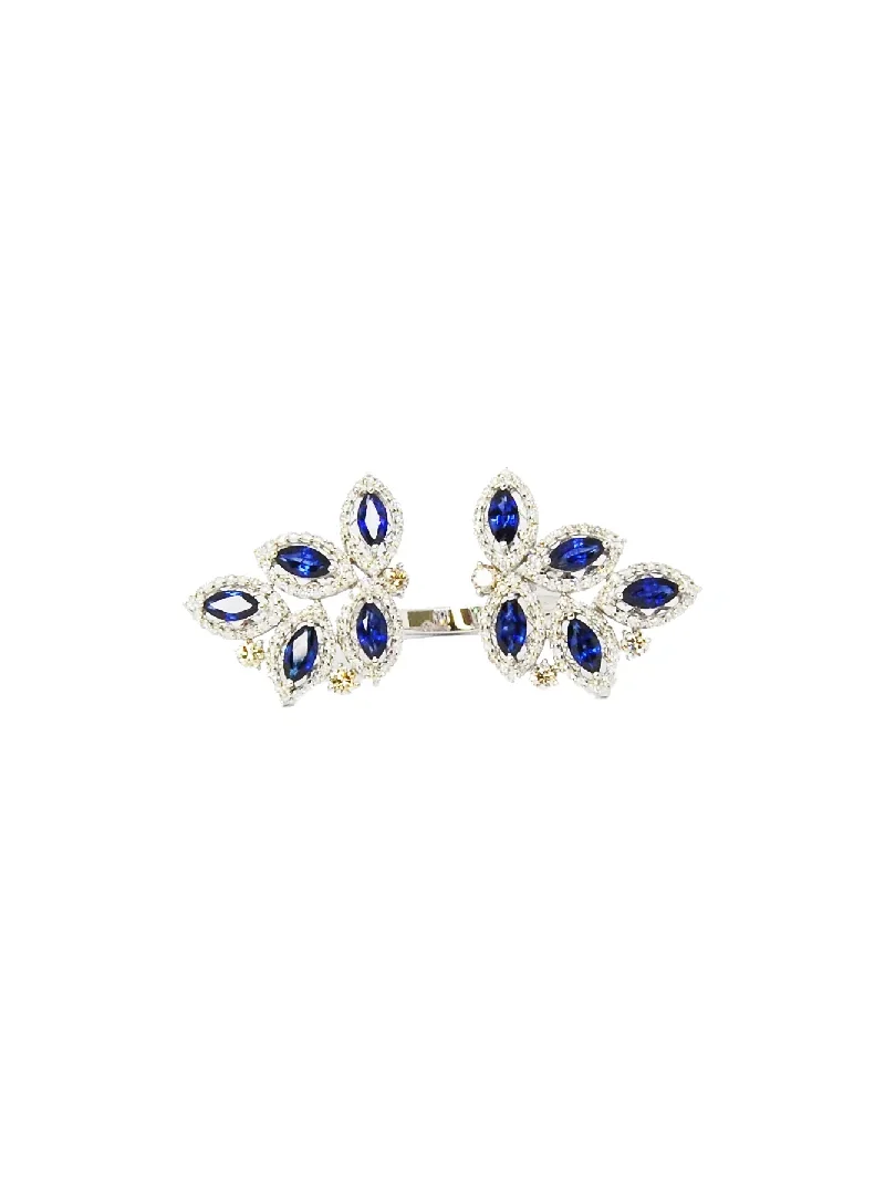 2.77ct Diamond Sapphire 18K Gold Leaf Ring 2.77ct Diamond Sapphire 18K Gold Leaf Ring