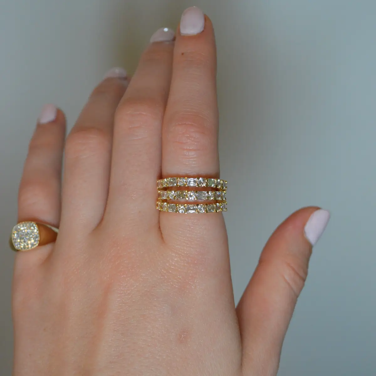 Wish Fine Jewelry 2.7ct Diamond 14K Gold Three Row Ring | Thumbnail 3 Wish Fine Jewelry 2.7ct Diamond 14K Gold Three Row Ring | Thumbnail 3