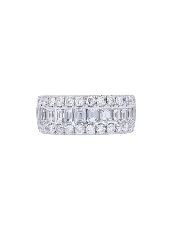 2.80ct Diamond 18K Gold Three Row Ring