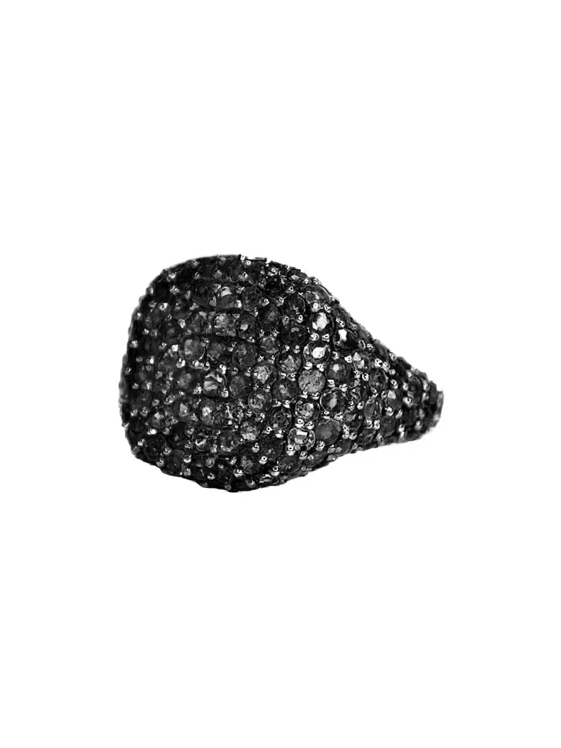 2.90ct Black Diamond 18K Gold Pave Signet Ring 2.90ct Black Diamond 18K Gold Pave Signet Ring