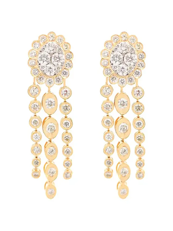 2.93ct Diamond 14K Gold Flower Cascade Earrings