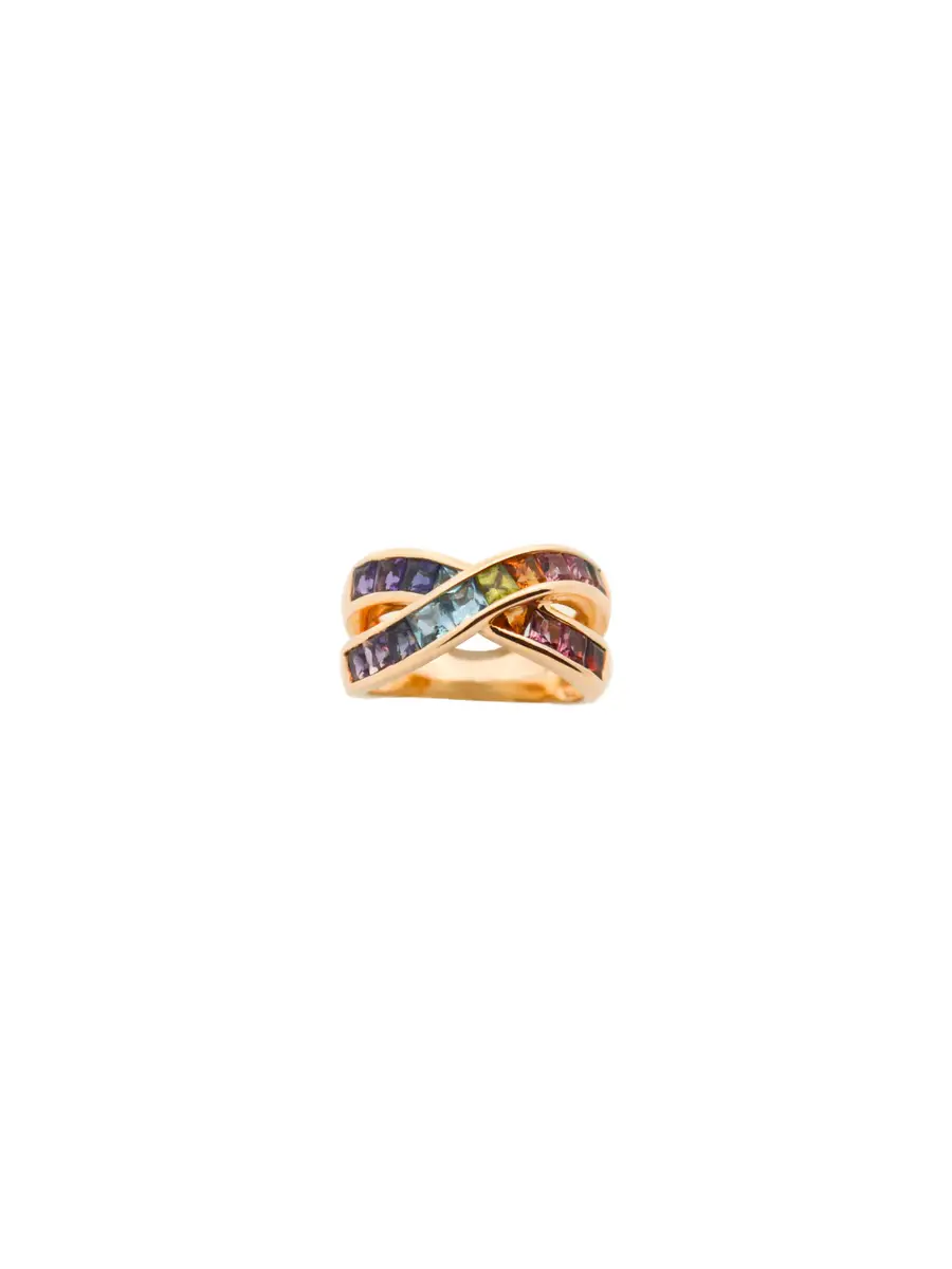 Wish Fine Jewelry 2.95ct Multi Sapphire 14K Gold Crossover Ring | Thumbnail 4 Wish Fine Jewelry 2.95ct Multi Sapphire 14K Gold Crossover Ring | Thumbnail 4