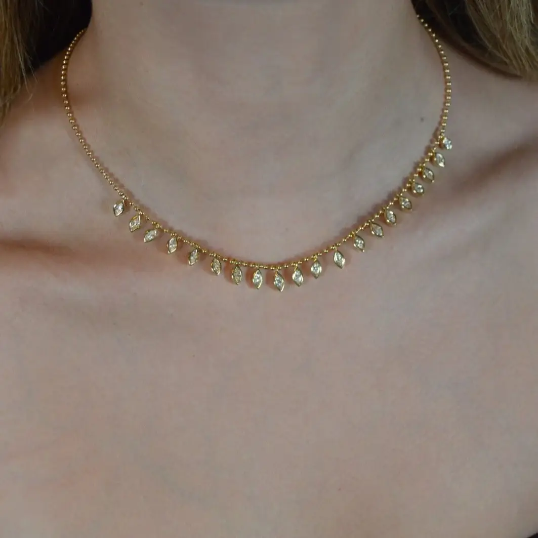Wish Fine Jewelry 3.05ct Diamond 18K Gold Marquise Multi Drop Bead Necklace | Thumbnail 2 Wish Fine Jewelry 3.05ct Diamond 18K Gold Marquise Multi Drop Bead Necklace | Thumbnail 2
