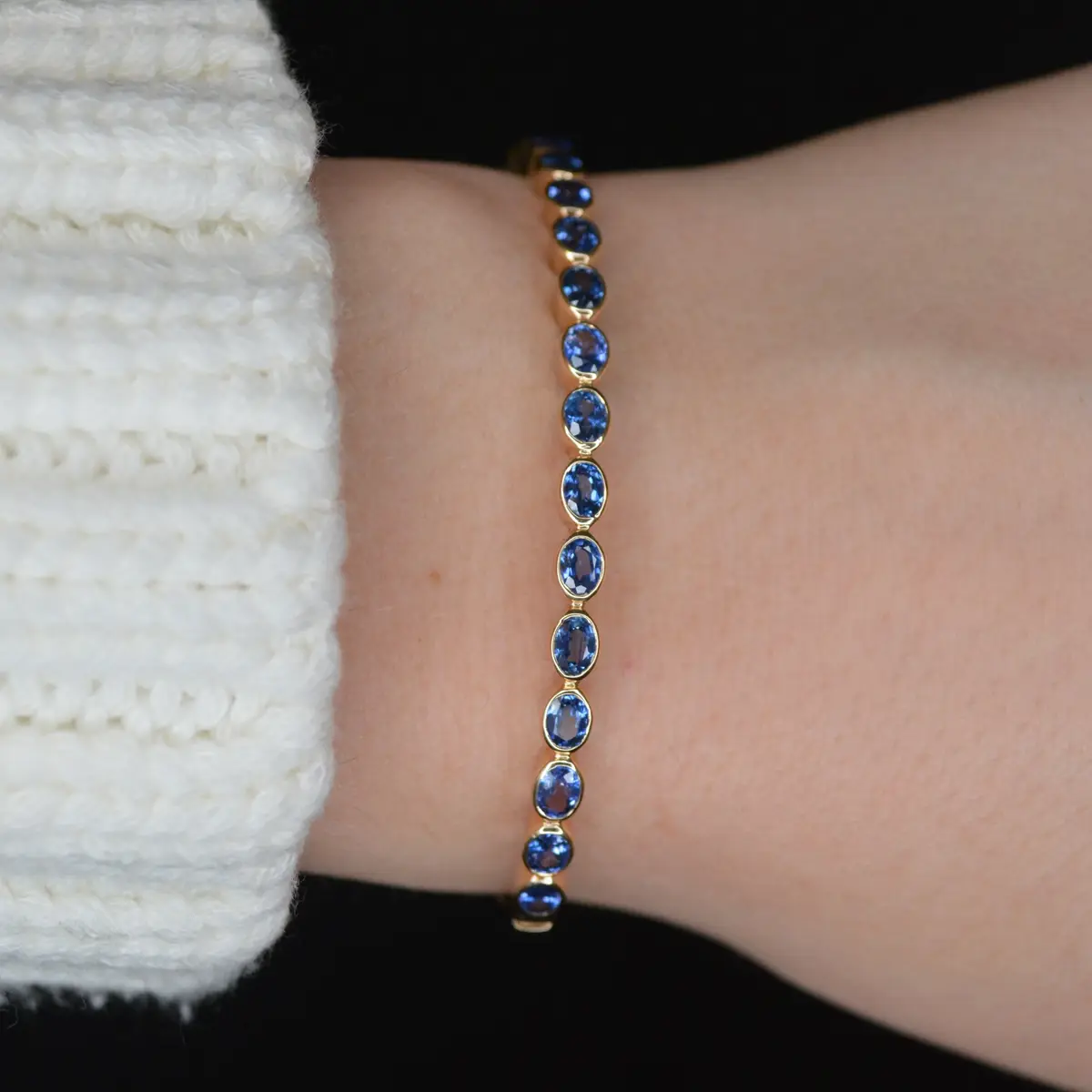 Wish Fine Jewelry 3.09ct Sapphire 14K Gold Bangle Bracelet | Thumbnail 2