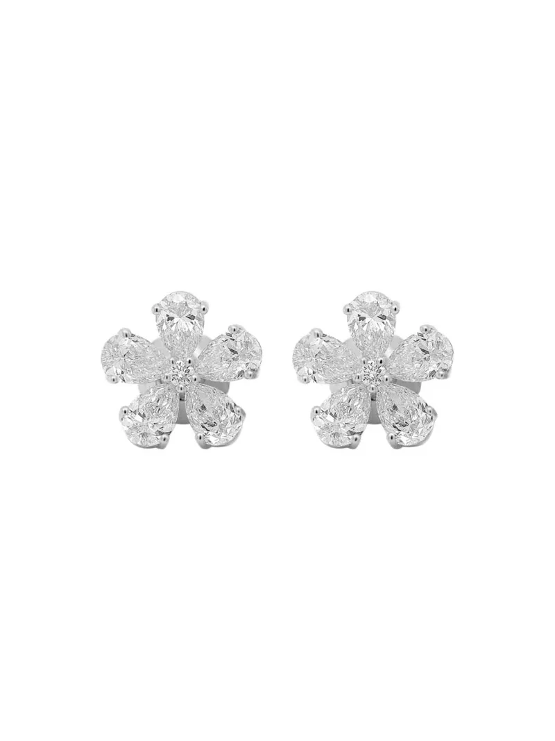 3.11ct Diamond 14K Gold Pear Shaped Petals Earrings