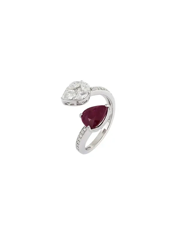 3.11ct Diamond Ruby 18K Gold Invisible Set Bypass Ring 3.11ct Diamond Ruby 18K Gold Invisible Set Bypass Ring