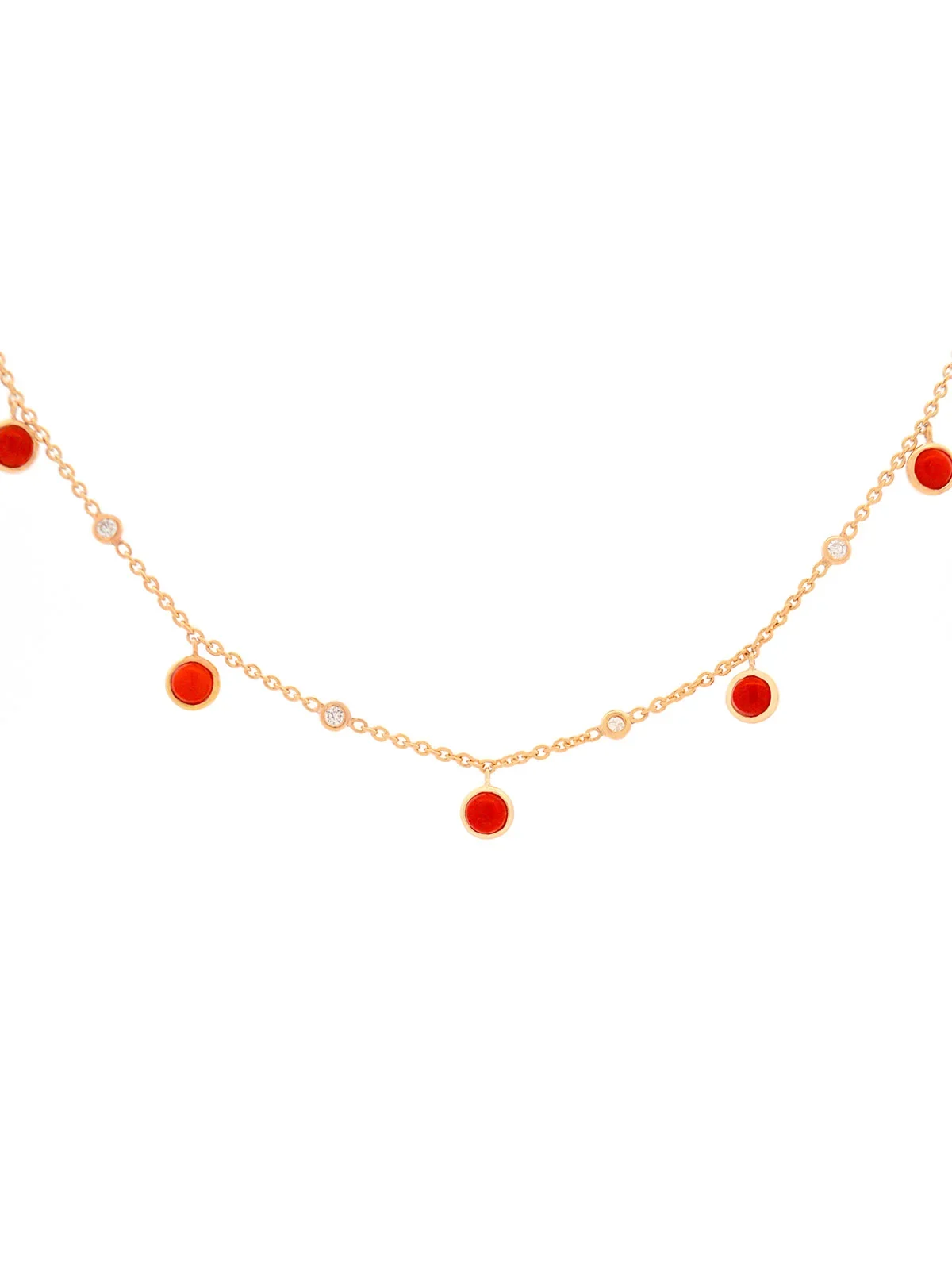 3.11ct Red Coral Diamond 18K Gold Floating Necklace 3.11ct Red Coral Diamond 18K Gold Floating Necklace
