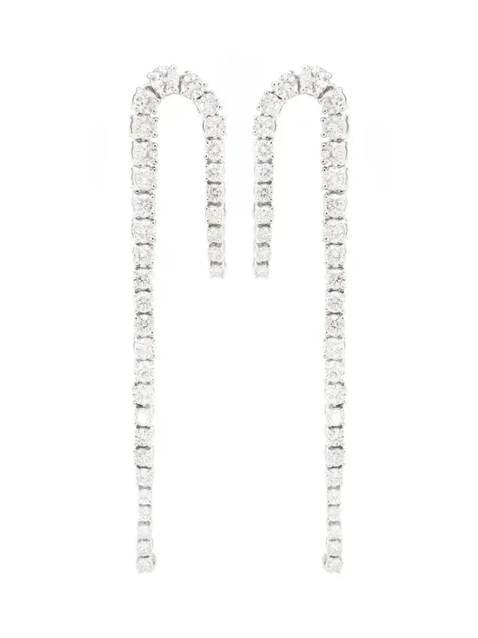 3.27ct Diamond 14K Gold Linear Cascade Earrings