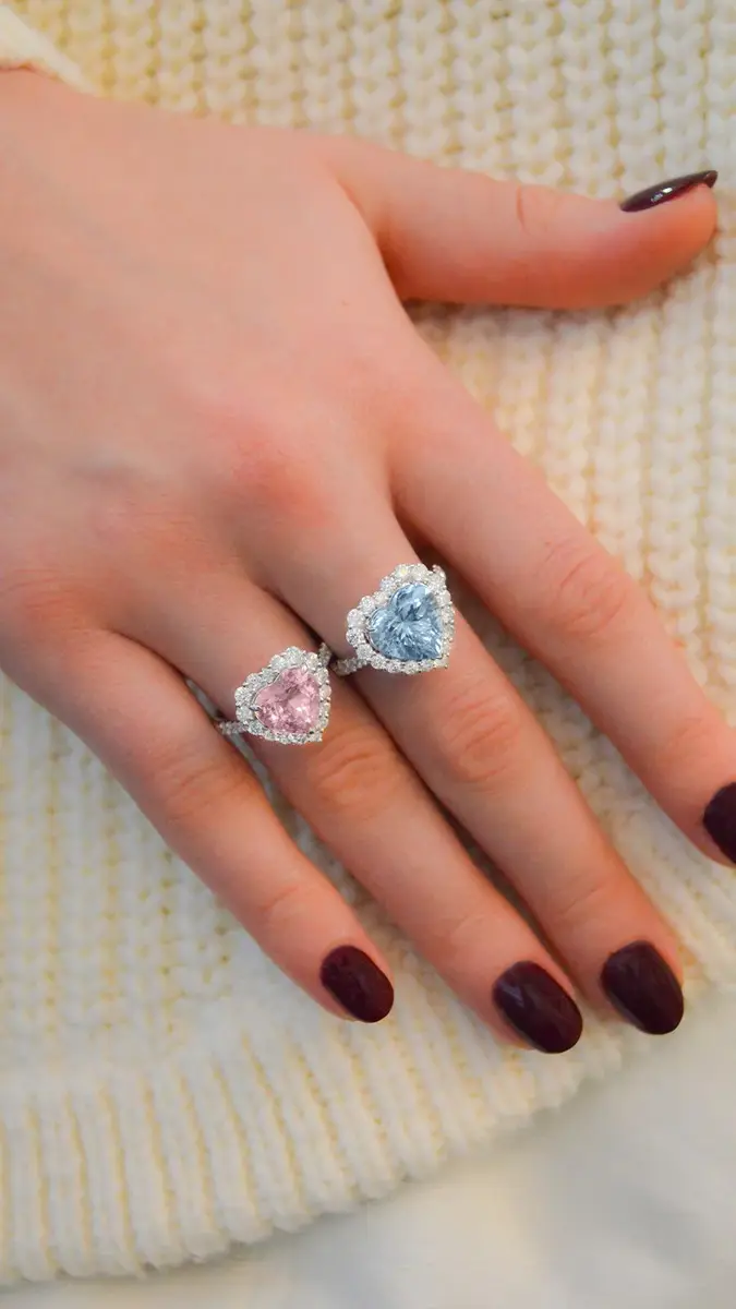 Wish Fine Jewelry 3.33ct Diamond Morganite 18K Gold Heart Halo Ring | Thumbnail 2