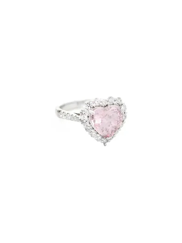 3.33ct Diamond Morganite 18K Gold Heart Halo Ring 3.33ct Diamond Morganite 18K Gold Heart Halo Ring