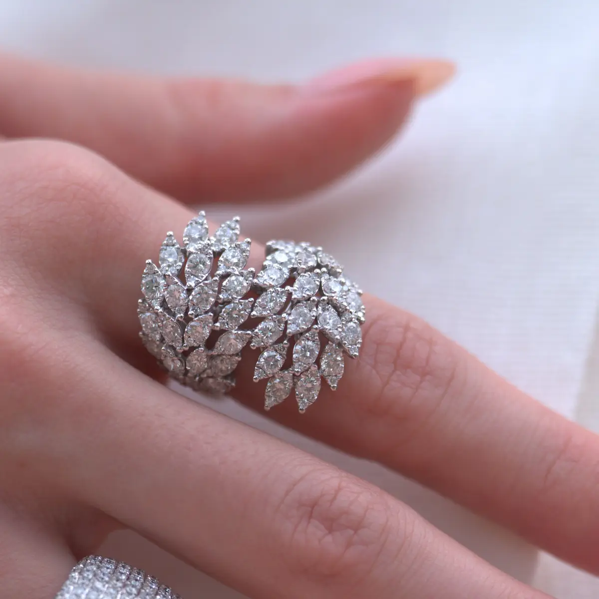 Wish Fine Jewelry 3.40ct Diamond 18K Gold Cluster Leaf Bypass Ring | Thumbnail 2 Wish Fine Jewelry 3.40ct Diamond 18K Gold Cluster Leaf Bypass Ring | Thumbnail 2