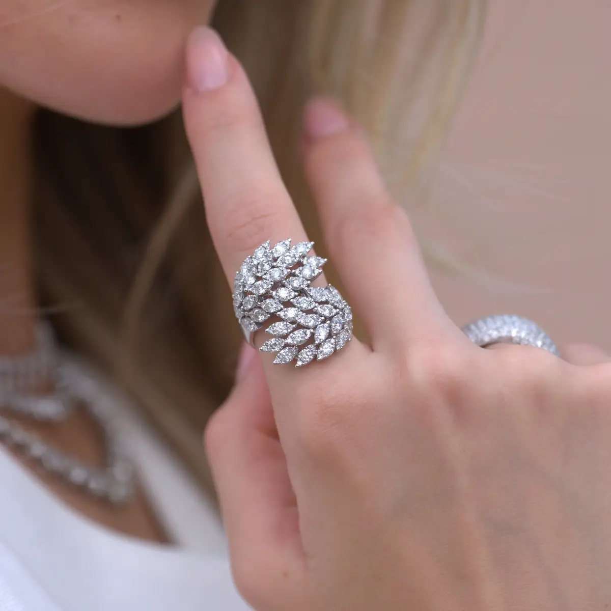 Wish Fine Jewelry 3.40ct Diamond 18K Gold Cluster Leaf Bypass Ring | Thumbnail 3 Wish Fine Jewelry 3.40ct Diamond 18K Gold Cluster Leaf Bypass Ring | Thumbnail 3