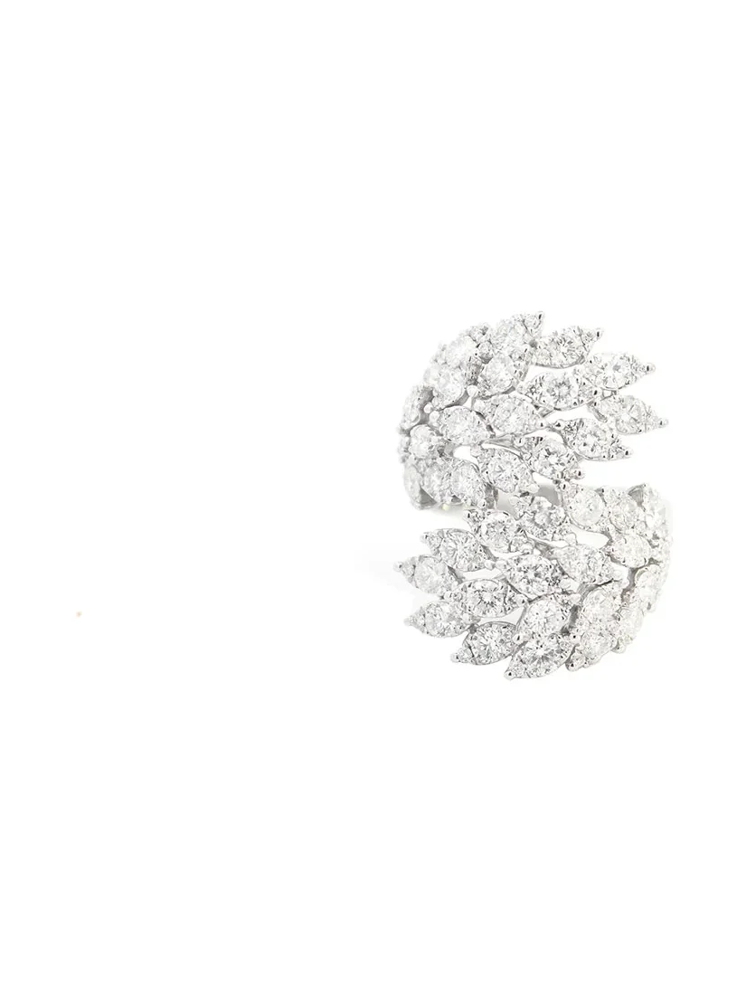 3.40ct Diamond 18K Gold Cluster Leaf Bypass Ring 3.40ct Diamond 18K Gold Cluster Leaf Bypass Ring