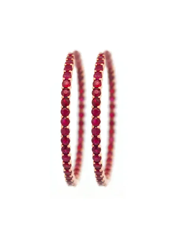 3.49ct Ruby 18K Gold Hoop Earring 3.49ct Ruby 18K Gold Hoop Earring