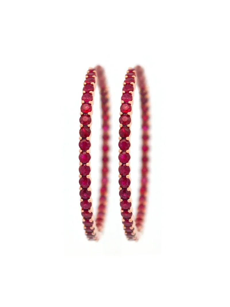3.49ct Ruby 18K Gold Hoop Earring 3.49ct Ruby 18K Gold Hoop Earring