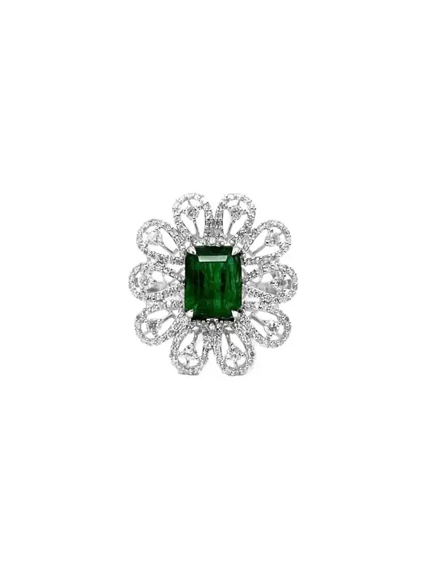 3.88ct Diamond Emerald 18K Gold Ring