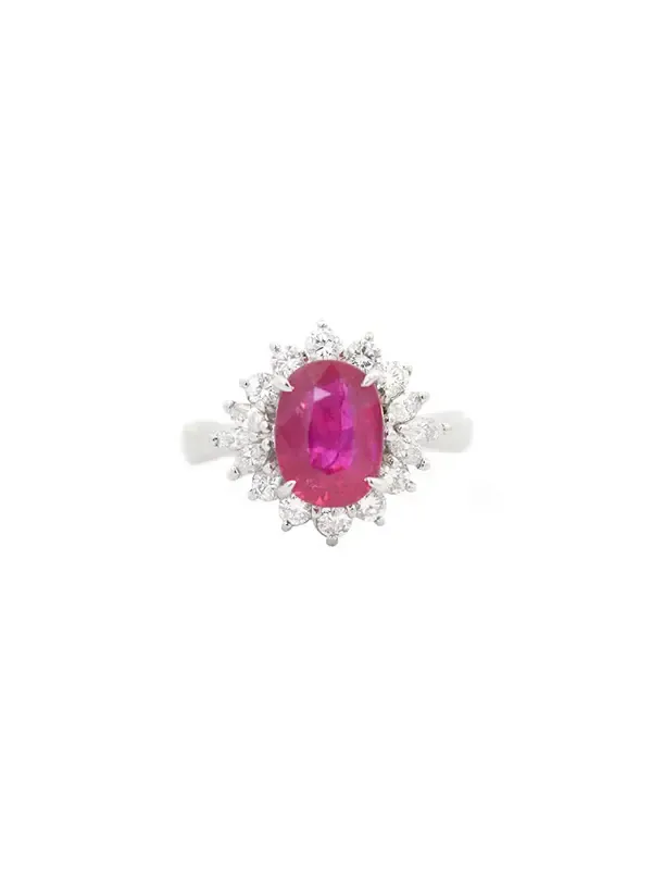 4.06ct Diamond Burma Ruby Platinum Halo Ring 4.06ct Diamond Burma Ruby Platinum Halo Ring