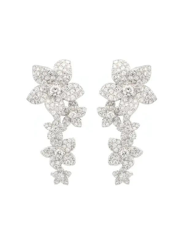 4.15ct Diamond 18K Gold Flower Cascade Earrings 4.15ct Diamond 18K Gold Flower Cascade Earrings