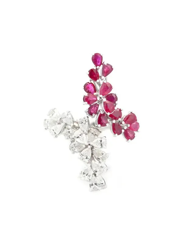 4.15ct Diamond Ruby 18K Gold Bypass Ring 4.15ct Diamond Ruby 18K Gold Bypass Ring