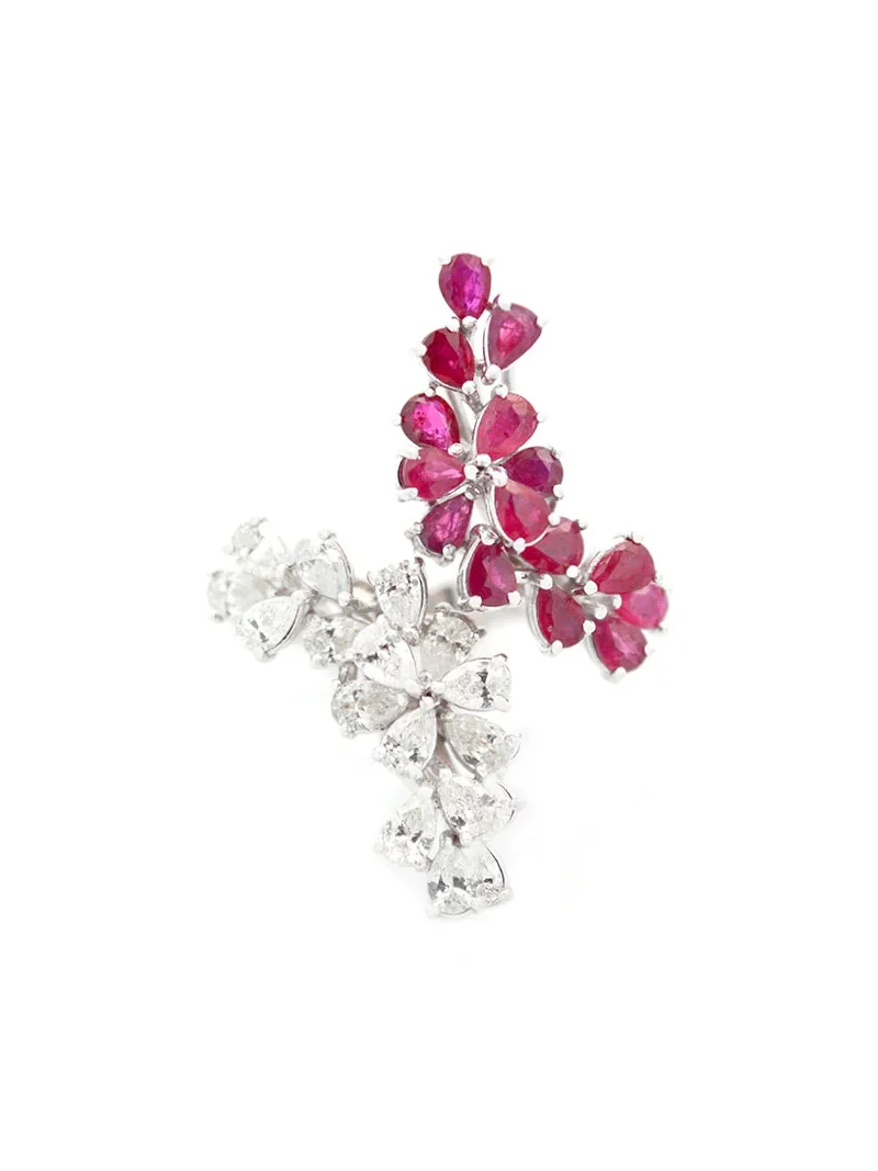 4.15ct Diamond Ruby 18K Gold Bypass Ring 4.15ct Diamond Ruby 18K Gold Bypass Ring