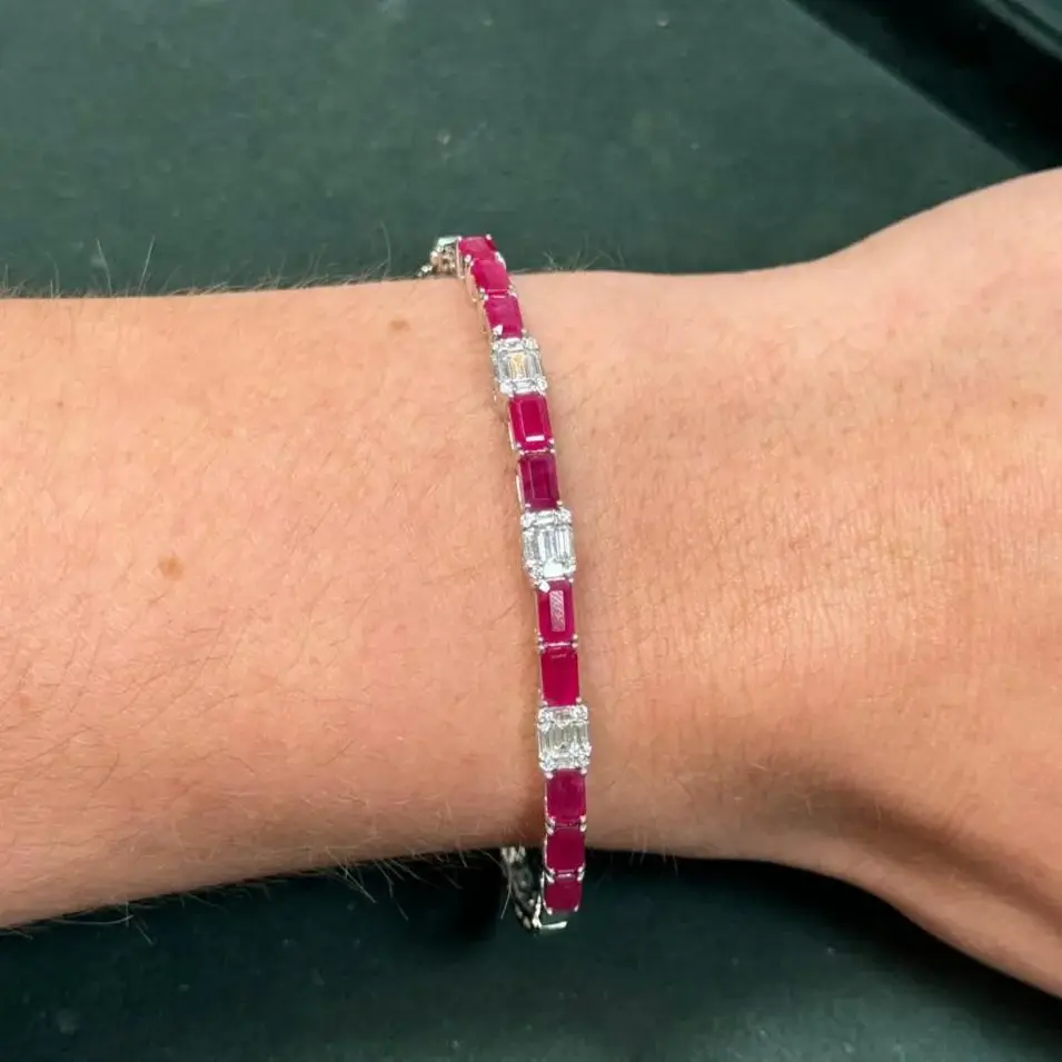 Wish Fine Jewelry 4.21ct Ruby and Diamond 18K Gold Bracelet | Thumbnail 2