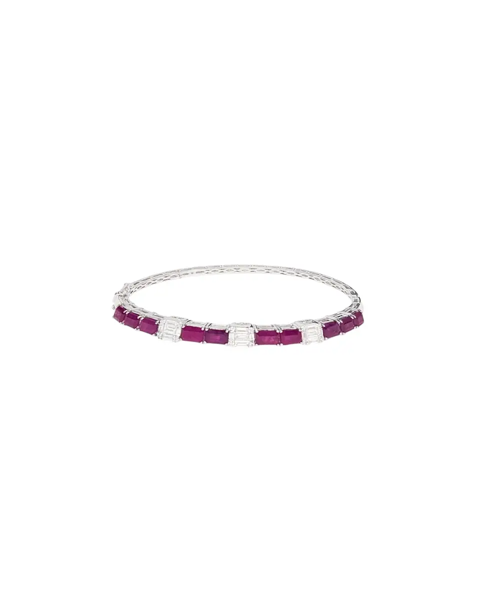 Wish Fine Jewelry 4.21ct Ruby and Diamond 18K Gold Bracelet