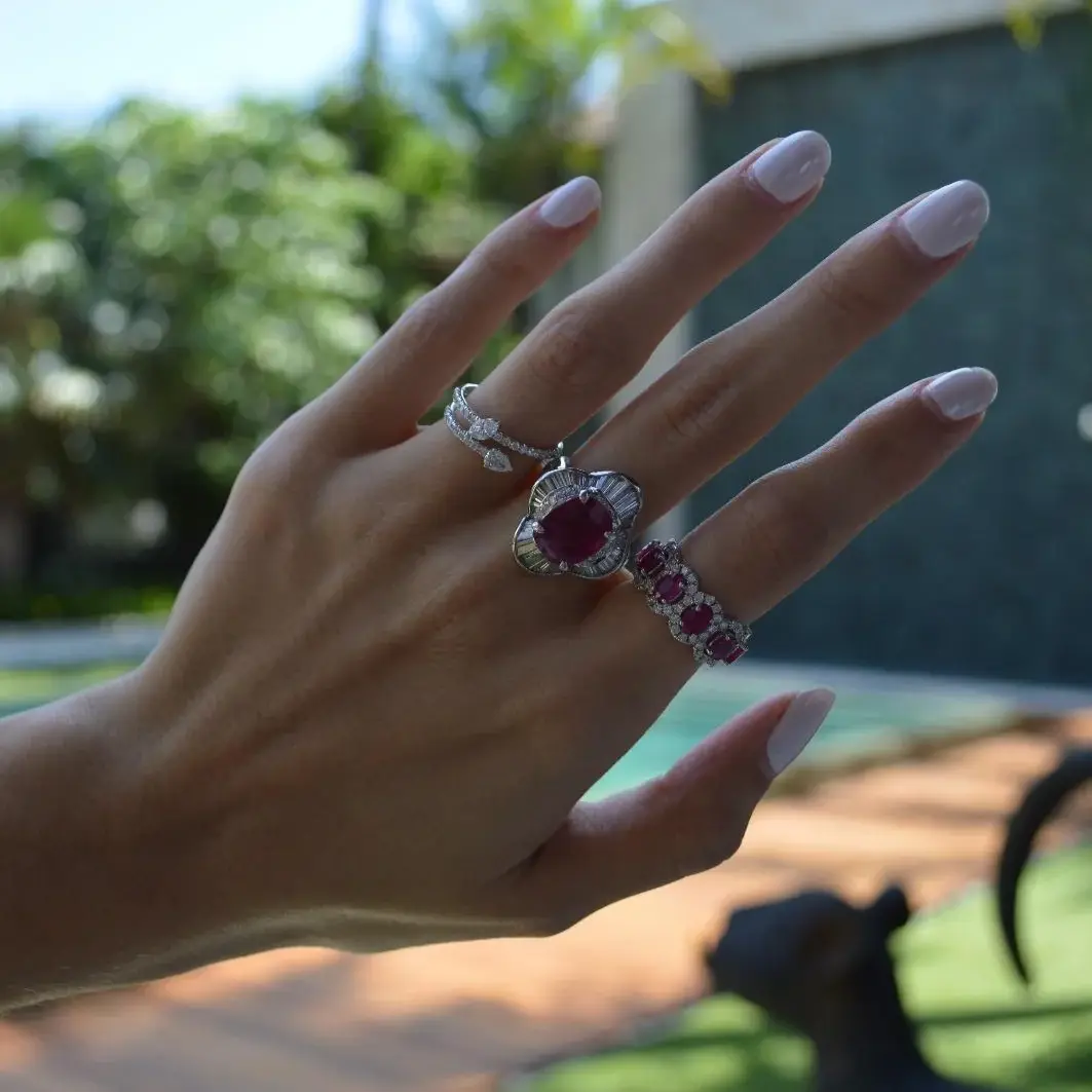 Wish Fine Jewelry 4.80ct Diamond Ruby 18K Gold Eternity Ring | Thumbnail 2