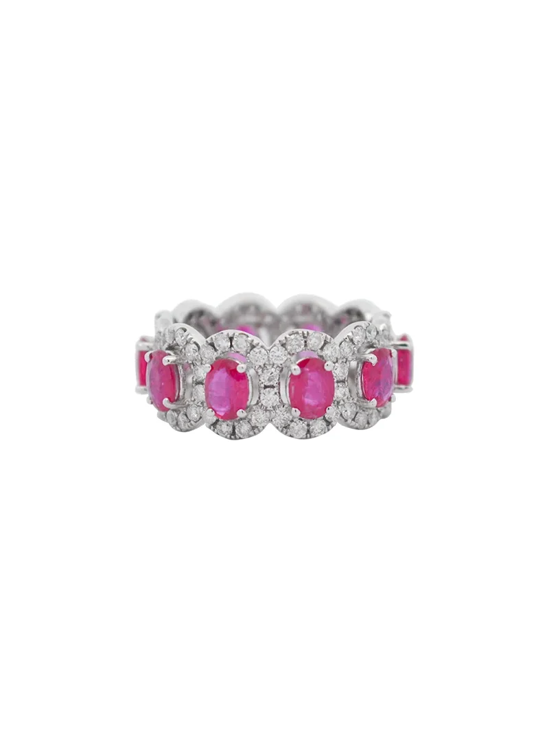 4.80ct Diamond Ruby 18K Gold Eternity Ring