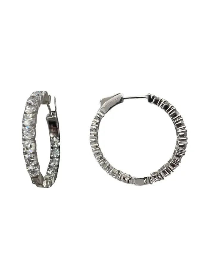 4.85ct Diamond 18K Gold Inside Outside Hoop Earrings