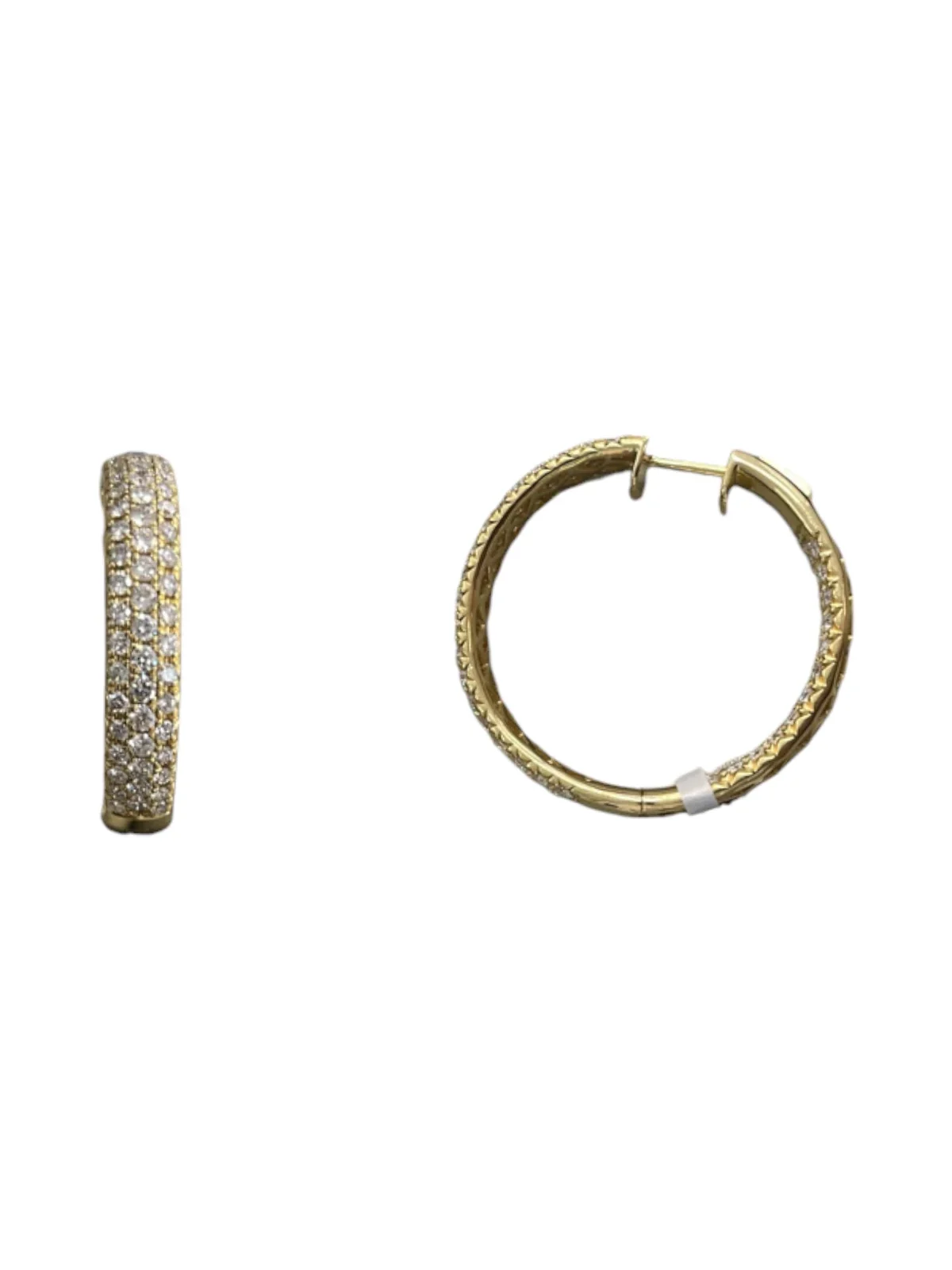 4.85ct Diamond 18K Gold Pave Hoop Earrings 4.85ct Diamond 18K Gold Pave Hoop Earrings