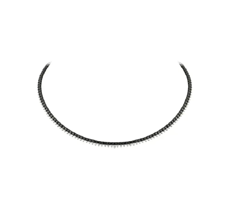 Wish Fine Jewelry 5.09ct Black Diamond 18K Gold Stationed Tennis Necklace | Thumbnail 2 Wish Fine Jewelry 5.09ct Black Diamond 18K Gold Stationed Tennis Necklace | Thumbnail 2