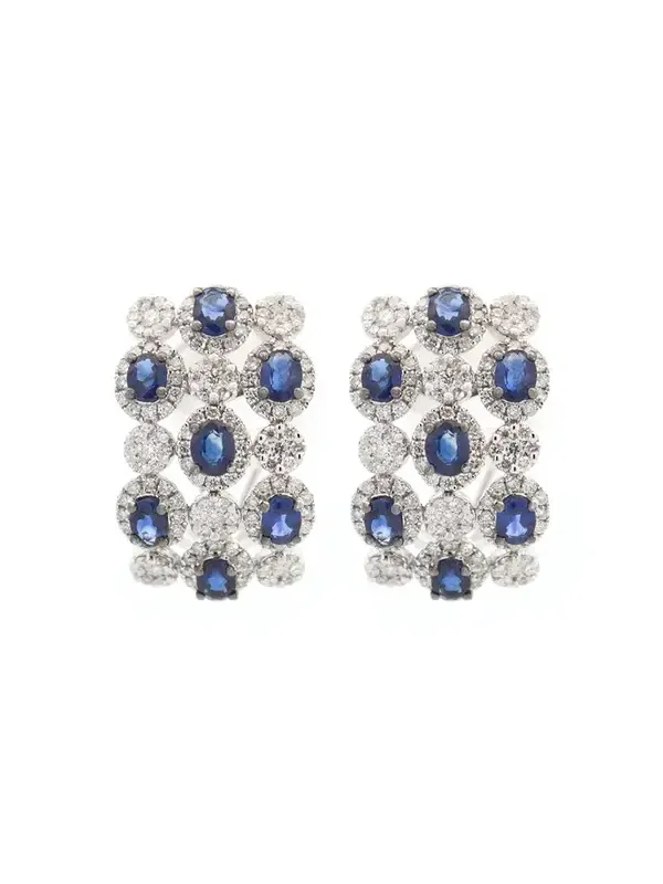 5.40ct Sapphire Diamond Gold Cluster Earrings 5.40ct Sapphire Diamond Gold Cluster Earrings