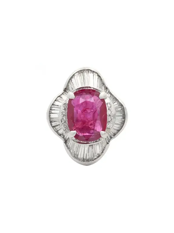 5.63ct Diamond Ruby Platinum Cluster Cocktail Ring 5.63ct Diamond Ruby Platinum Cluster Cocktail Ring