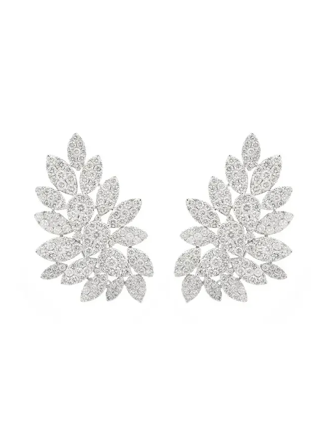 5.64ct Diamond 18K Gold Leaf Climber Earrings 5.64ct Diamond 18K Gold Leaf Climber Earrings