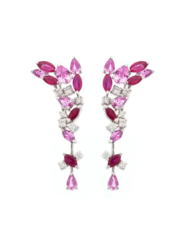 5.66ct Diamond Ruby 18K Gold Drop Earrings 5.66ct Diamond Ruby 18K Gold Drop Earrings