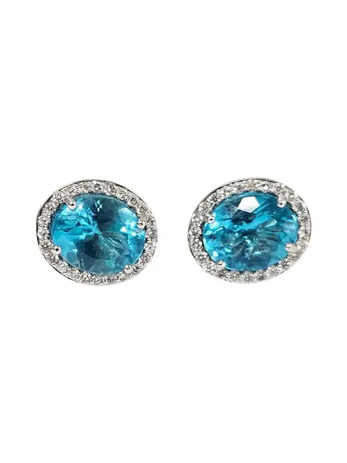 Wish Fine Jewelry 5.76ct Diamond Apatite 18K Gold Halo Earrings