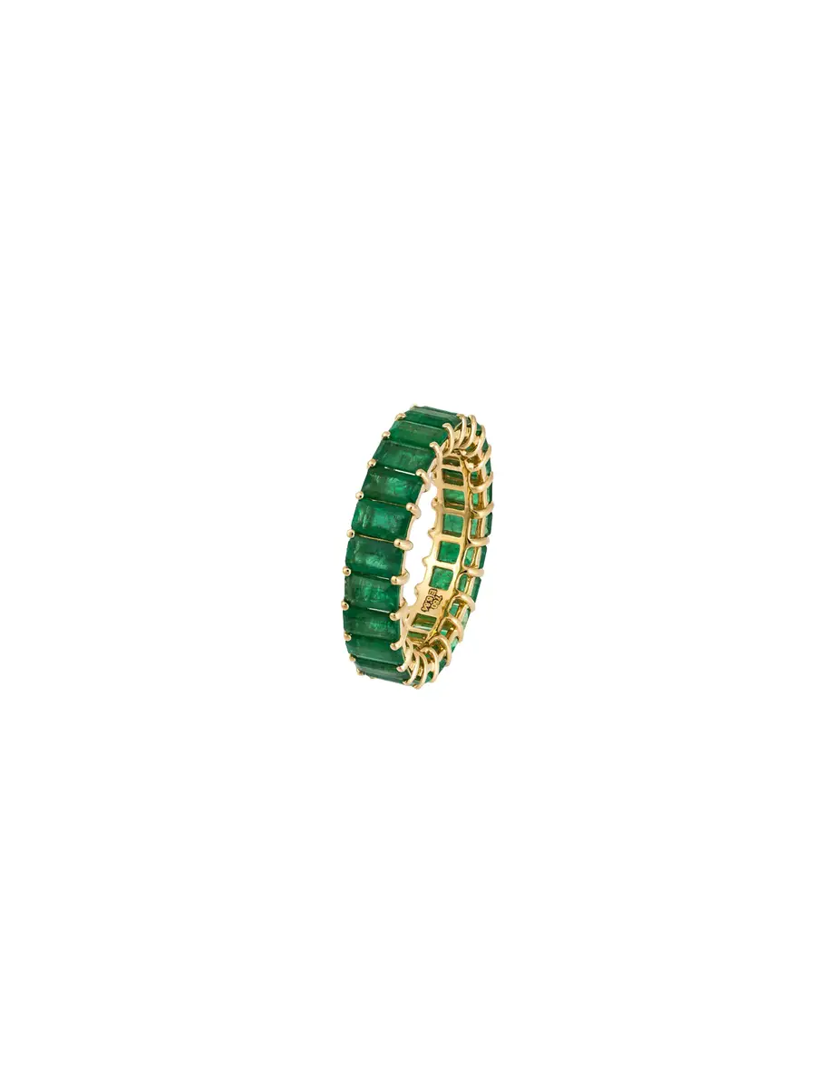 6.11ct Emerald 18K Gold Eternity Band Ring 6.11ct Emerald 18K Gold Eternity Band Ring